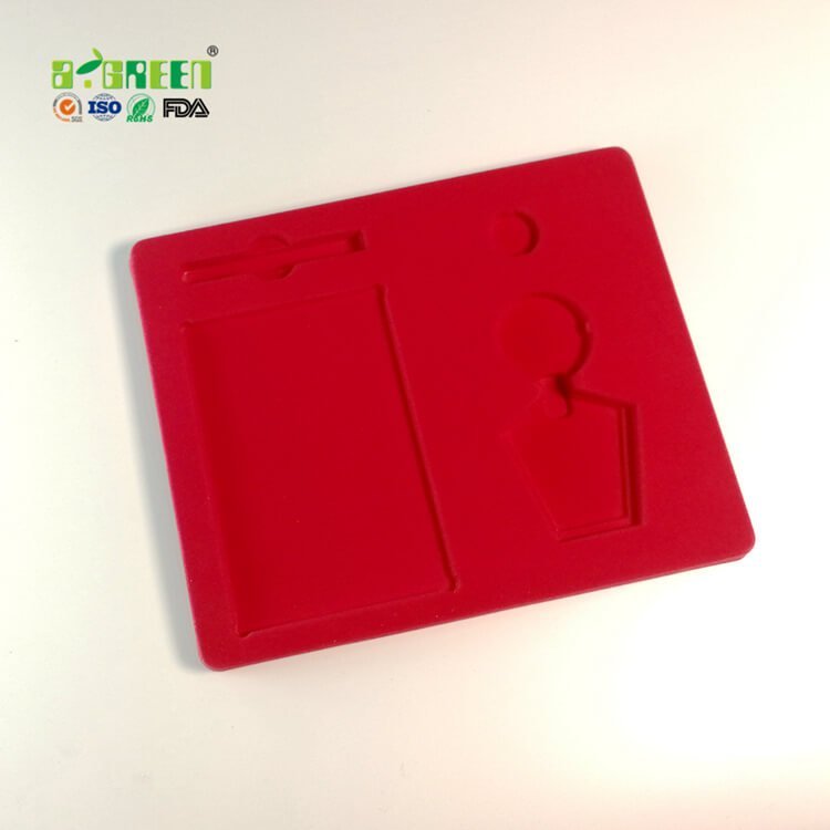 Recyclable and Biodegradable Red flocked plastic tray for Metal badge 4
