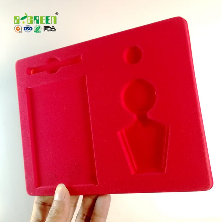 Recyclable and Biodegradable Red flocked plastic tray for Metal badge 5
