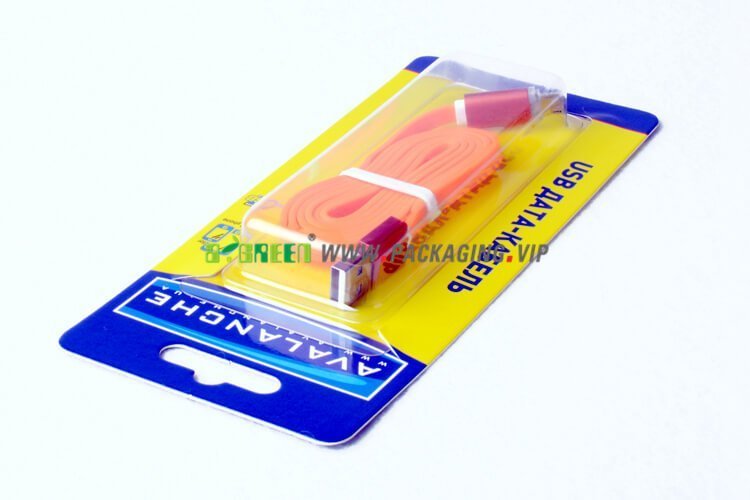 Clear PVC blister with cardboard packaging for cable,