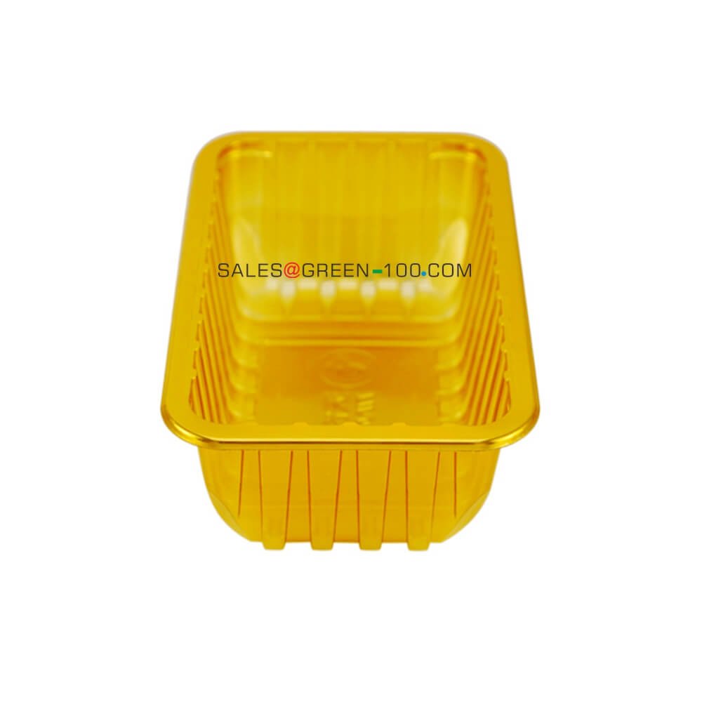 Gold plastic tray packaging for food